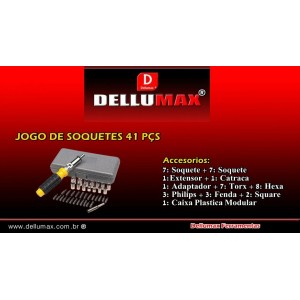 DHG129-4 JOGO SOQUETE 41 PEÇAS DELLUMAX